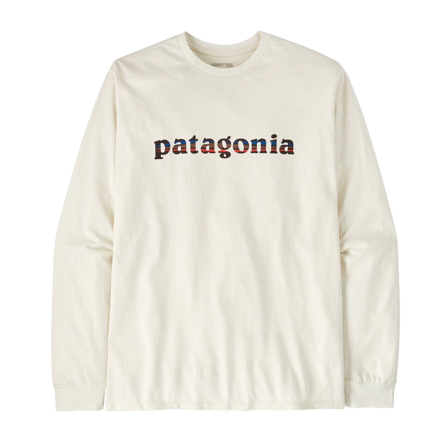Patagonia Lelaki Lengan Panjang '73 Text Logo Responsibili-Tee