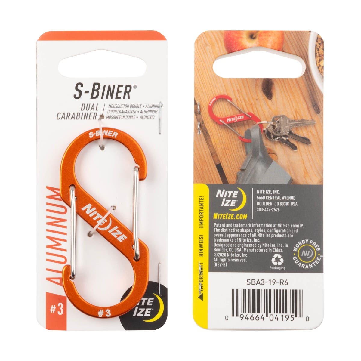 Nite Ize S-Biner Dual-Biner Aluminium #3 (Orange) SBA3- 19-R6