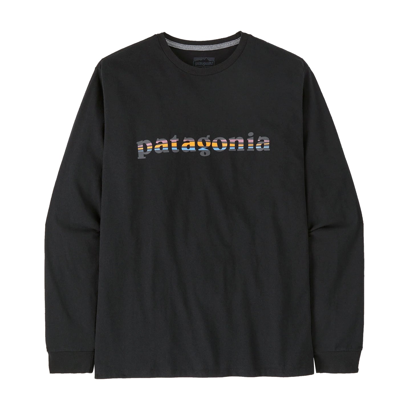 Patagonia Lelaki Lengan Panjang '73 Text Logo Responsibili-Tee