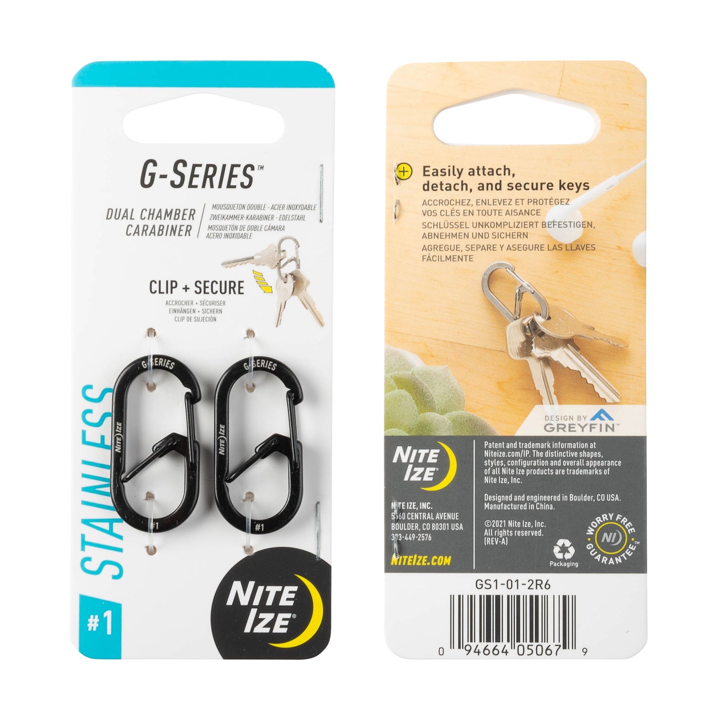 Nite Ize G-Series Dual Chamber Carabiner #1 (2pc Pack) (Black) GS1-01-2R6
