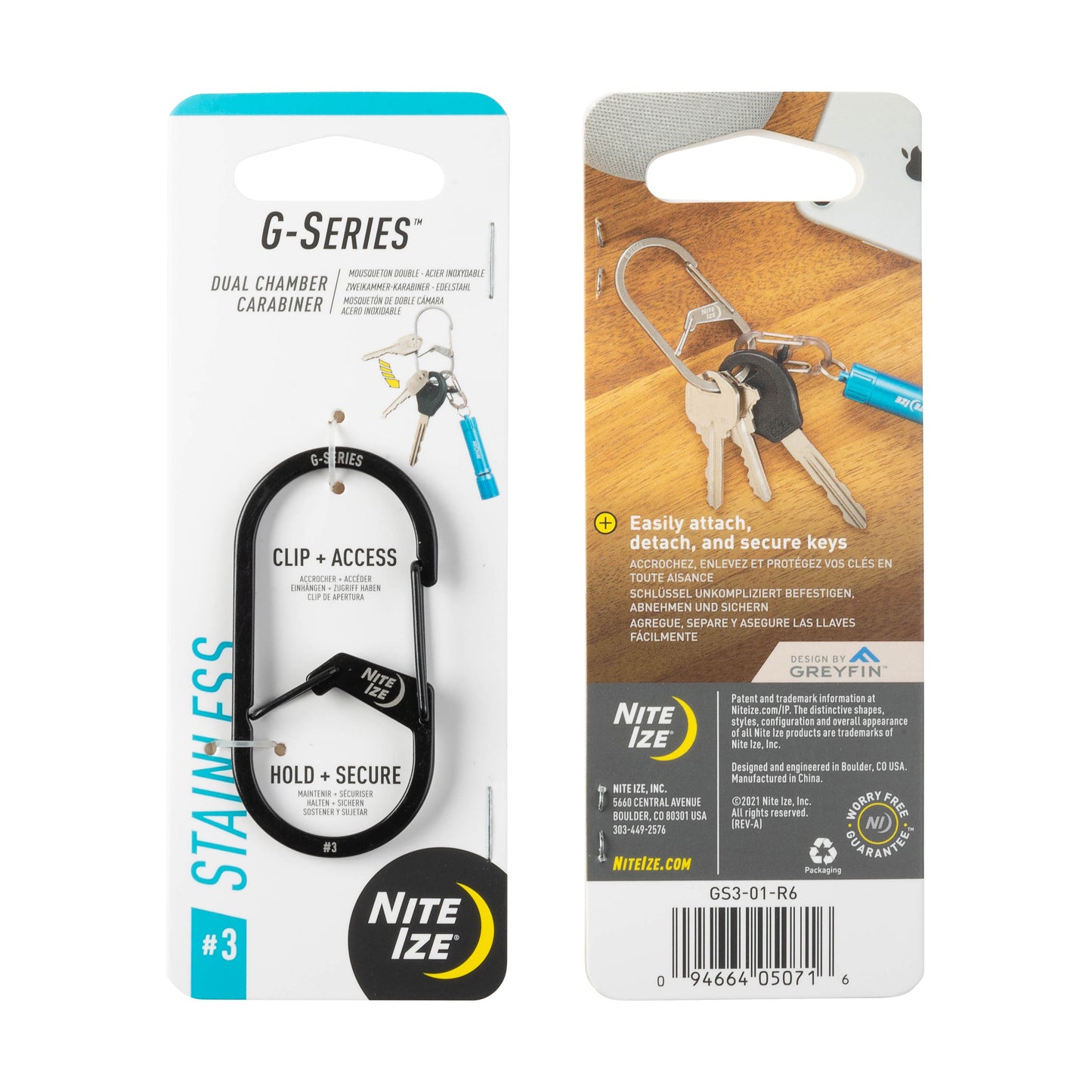 Nite Ize G-Series Dual Chamber Carabiner #3 (Black) GS3-01-R6