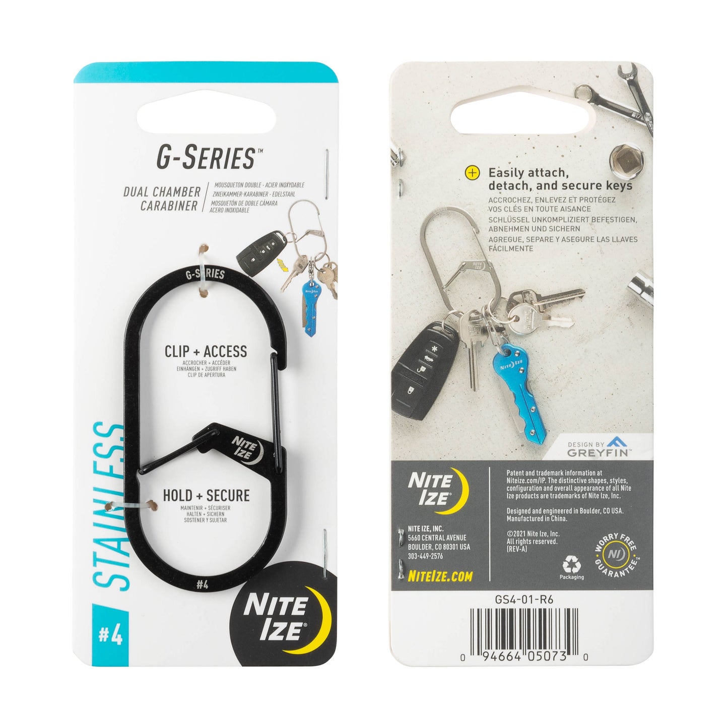 Nite Ize G-Series Dual Chamber Carabiner #4 (Black) GS4-01-R6