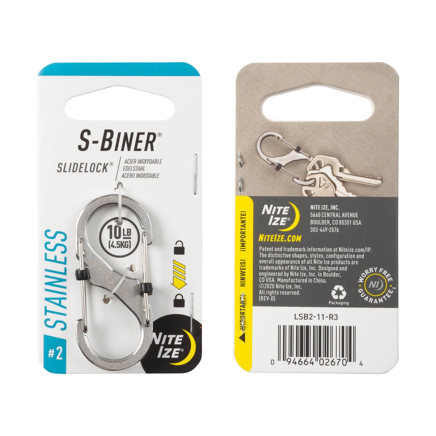 Nite Ize S-Biner Slidelock SS #2 (Stainless) LSB2- 11-R3