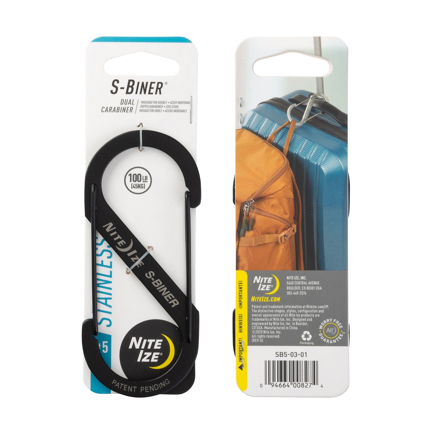Nite Ize S-Biner Dual-Biner SS #5 (Black) SB5-03- 01