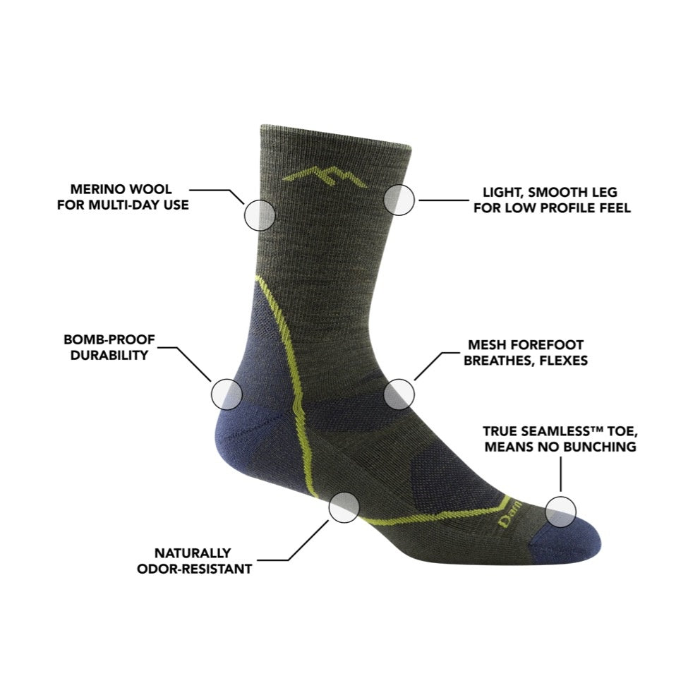 Darn Tough Men's Light Hiker Micro Crew Lightweight Hiking Sock