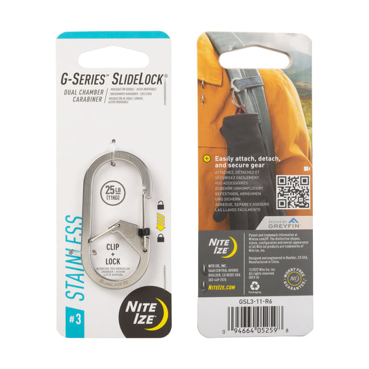 Nite Ize G-Series Slidelock #3 Dual Chamber Carabiner (Stainless) GSL3-11-R6