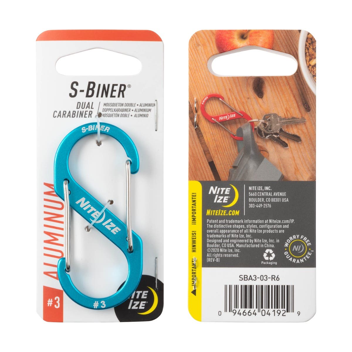 Nite Ize S-Biner Dual-Biner AL #3 (Blue) SBA3-03- R6