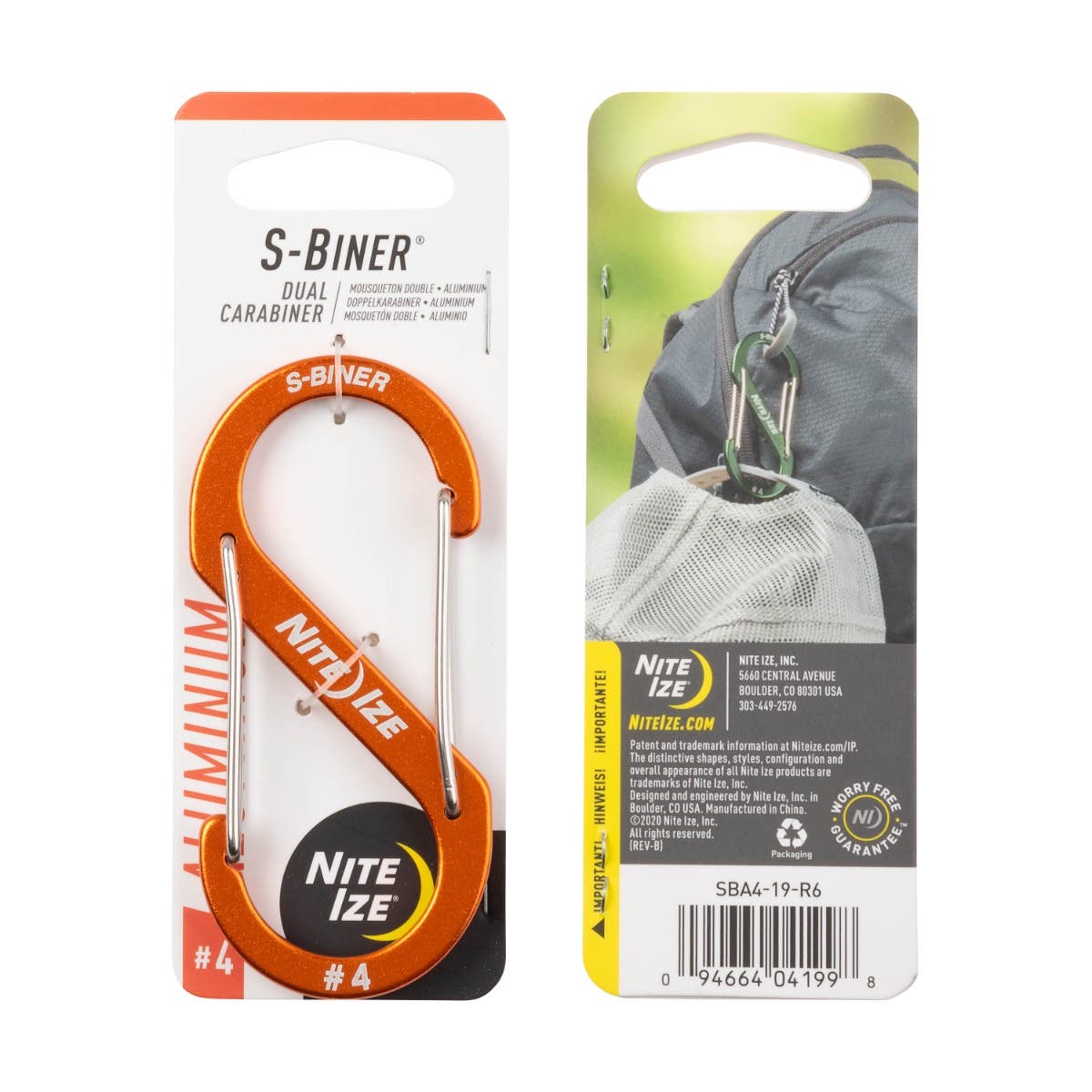 Nite Ize S-Biner Dual-Biner Aluminium #4 (Orange) SBA4- 19-R6